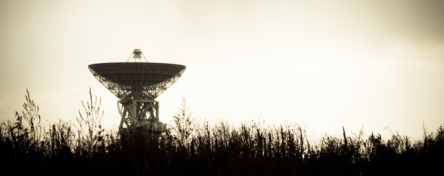 Satellite dish in a field